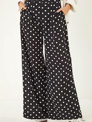 Roman Black Spot Print Wide Leg Trousers - Image 4 of 5