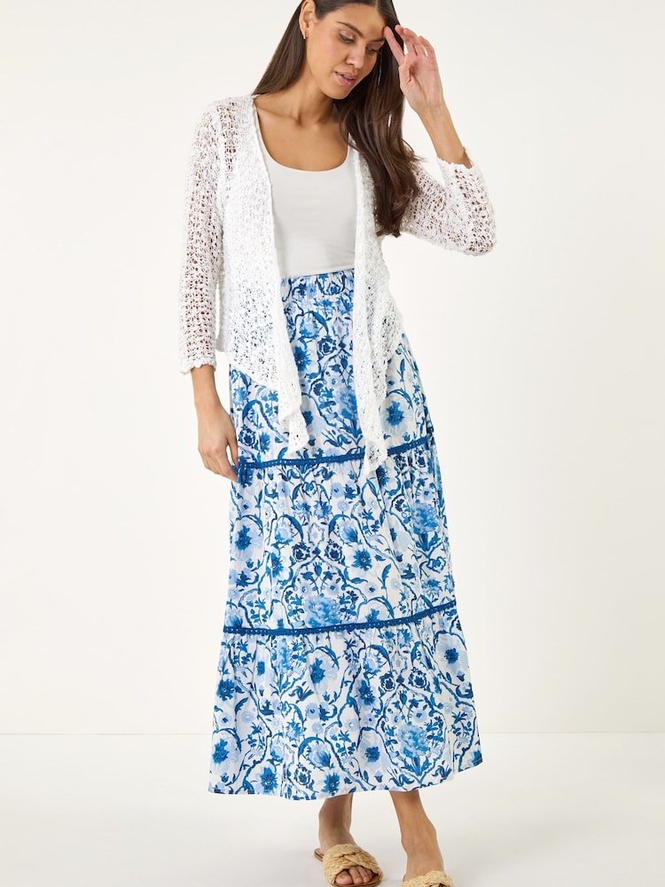 Roman White Waterfall Popcorn Knitted Cardigan - Image 1 of 5