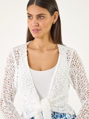 Roman White Waterfall Popcorn Knitted Cardigan - Image 4 of 5