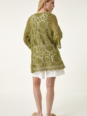 Roman Green Crochet Tie Front Knit Tunic - Image 2 of 5