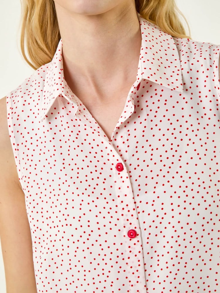 Roman Red Polka Dot Button Blouse - Image 5 of 5