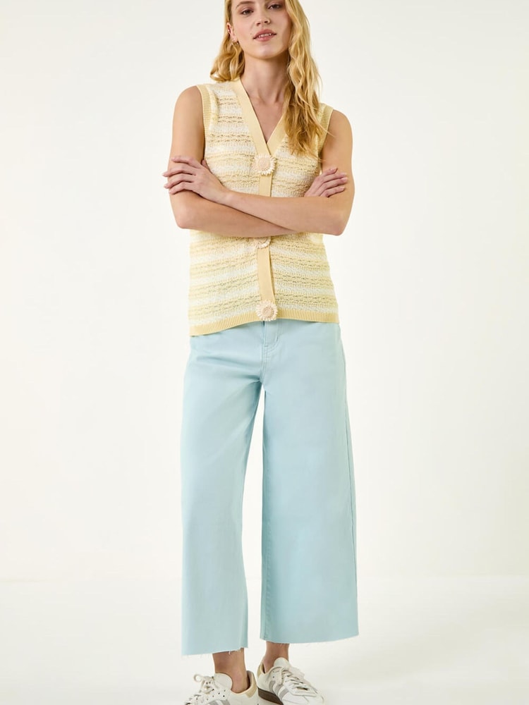 Roman Yellow Flower Button Detail Knit Vest - Image 2 of 5