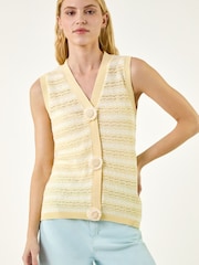 Roman Yellow Flower Button Detail Knit Vest - Image 4 of 5