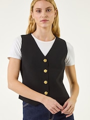 Roman Black Rose Button Knitted Waist Coat - Image 4 of 5