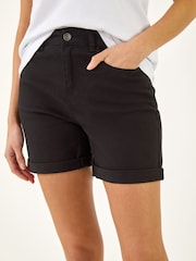 Roman Black Stretch Denim Shorts - Image 2 of 5