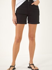 Roman Black Stretch Denim Shorts - Image 3 of 5