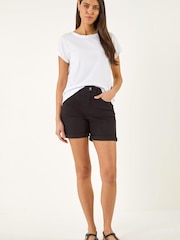 Roman Black Stretch Denim Shorts - Image 5 of 5
