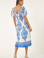 Roman Border Print Puff Dress - Εικόνα 3 από 5