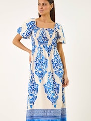 Roman Border Print Puff Dress - Εικόνα 4 από 5