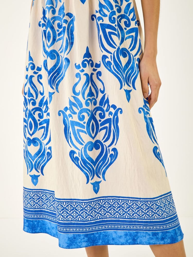 Roman Border Print Puff Dress - Εικόνα 5 από 5