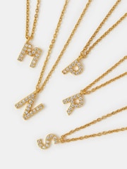 Accessorize 14ct Gold Plated Diamanté Initial Pendant Necklace - Image 3 of 3