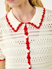 Roman White Collar Button Knit Top - Image 6 of 6