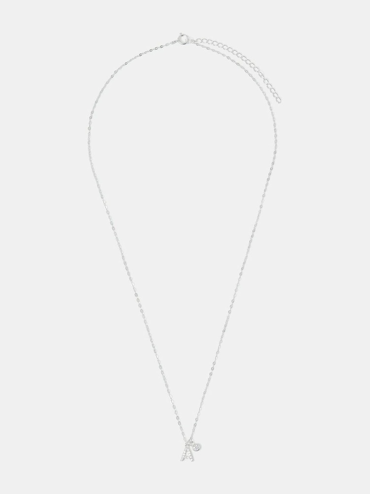 Accessorize Silver Tone Sterling Silver Diamanté Initial Pendant Necklace - Image 1 of 4