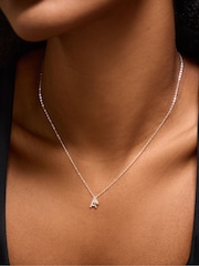 Accessorize Silver Tone Sterling Silver Diamanté Initial Pendant Necklace - Image 4 of 4