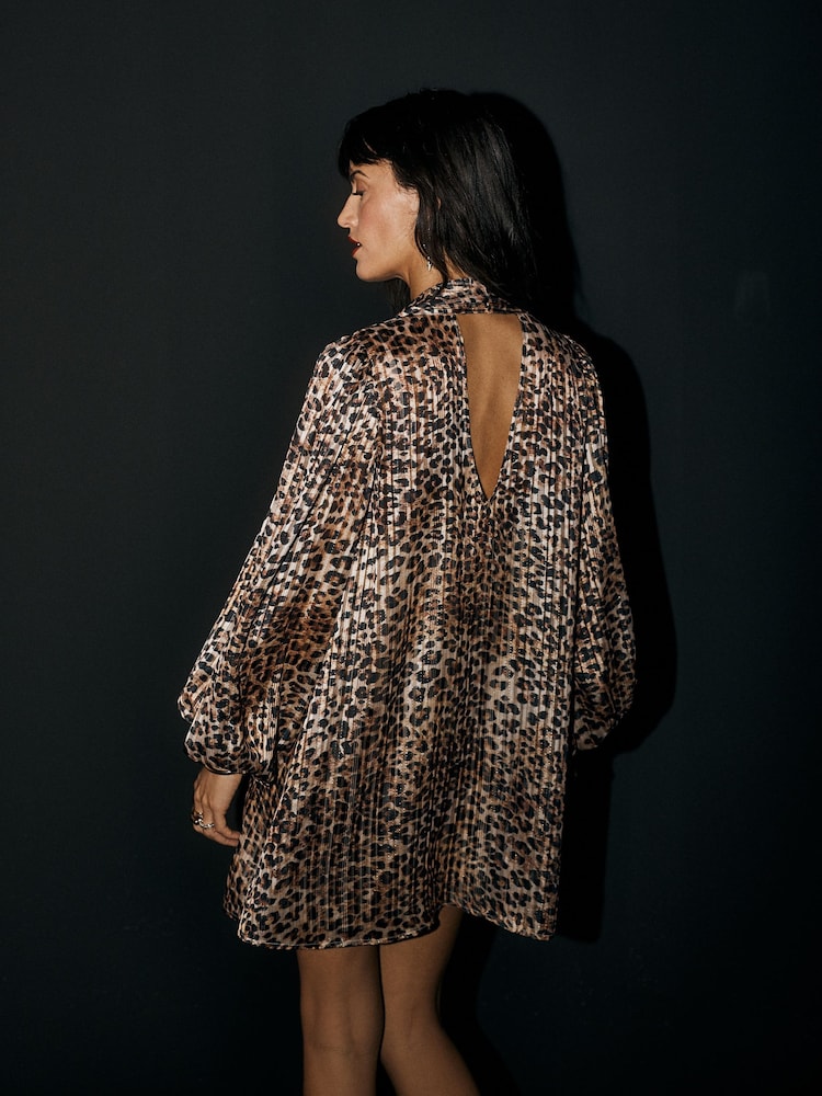 Rockett St George Animal Print Pussybow Mini Dress - Image 2 of 10 Rockett St George Animal Print Pussybow Mini Dress - Image 2 of 10