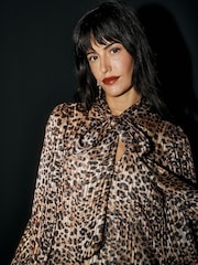 Rockett St George Animal Print Pussybow Mini Dress - Image 6 of 10
