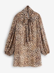 Rockett St George Animal Print Pussybow Mini Dress - Image 7 of 10