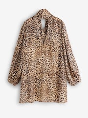 Rockett St George Animal Print Pussybow Mini Dress - Image 8 of 10