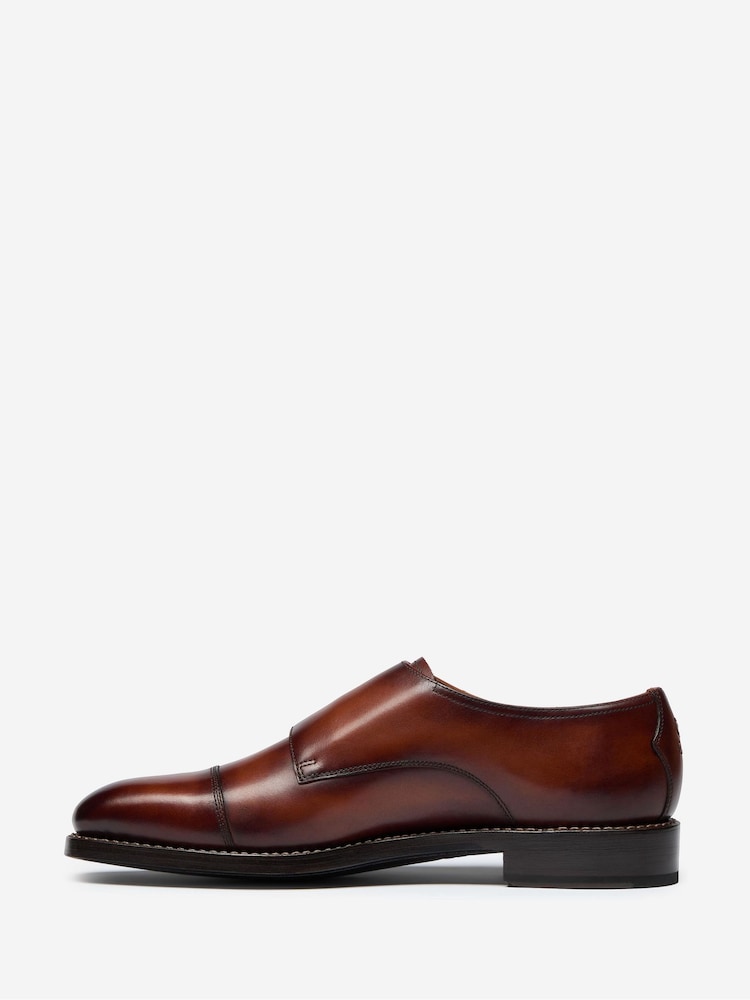 Oliver Sweeney Brown Antiqued Calf Leather Double Monk Shoes - Image 2 of 5