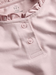 Havermoutmarmer/Roze/Chocoladebruin - The Set 3 Pack Lange mouwen Geborsteld jersey Ruches Henley T-shirts - Afbeelding 5 van 6