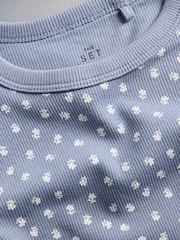 The Set 5 Pack Rib Jersey T-Shirts Grey Marl/Pink/White/Light Blue/Print - Image 7 of 8