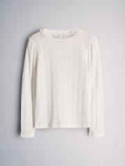 The Set 4 Pack Long Sleeve Pointelle T-Shirts Navy Blue/Red/Cream/Light Brown - Image 4 of 7