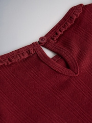 The Set 4 Pack Long Sleeve Pointelle T-Shirts Navy Blue/Red/Cream/Light Brown - Image 6 of 7