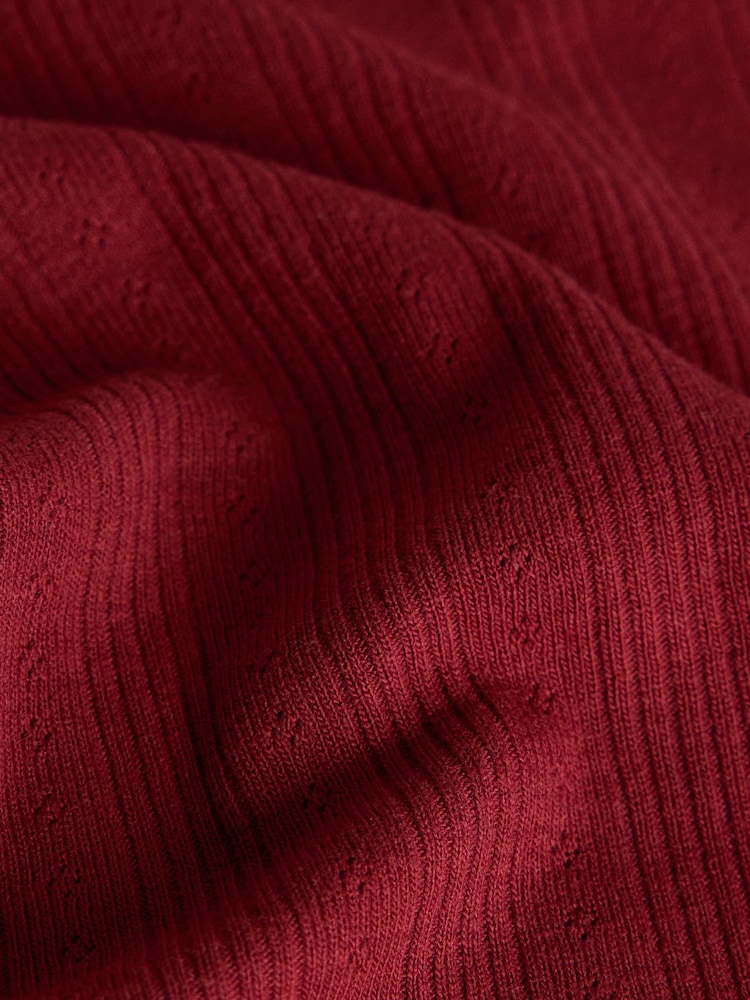 The Set 4 Pack Long Sleeve Pointelle T-Shirts Navy Blue/Red/Cream/Light Brown - Image 7 of 7 The Set 4 Pack Long Sleeve Pointelle T-Shirts Navy Blue/Red/Cream/Light Brown - Image 7 of 7