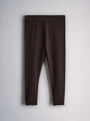 The Set Long Sleeve Brushed Flannel Check Dress and Ribbed Leggings Set Pink/Chocolate Brown - Image 3 of 5