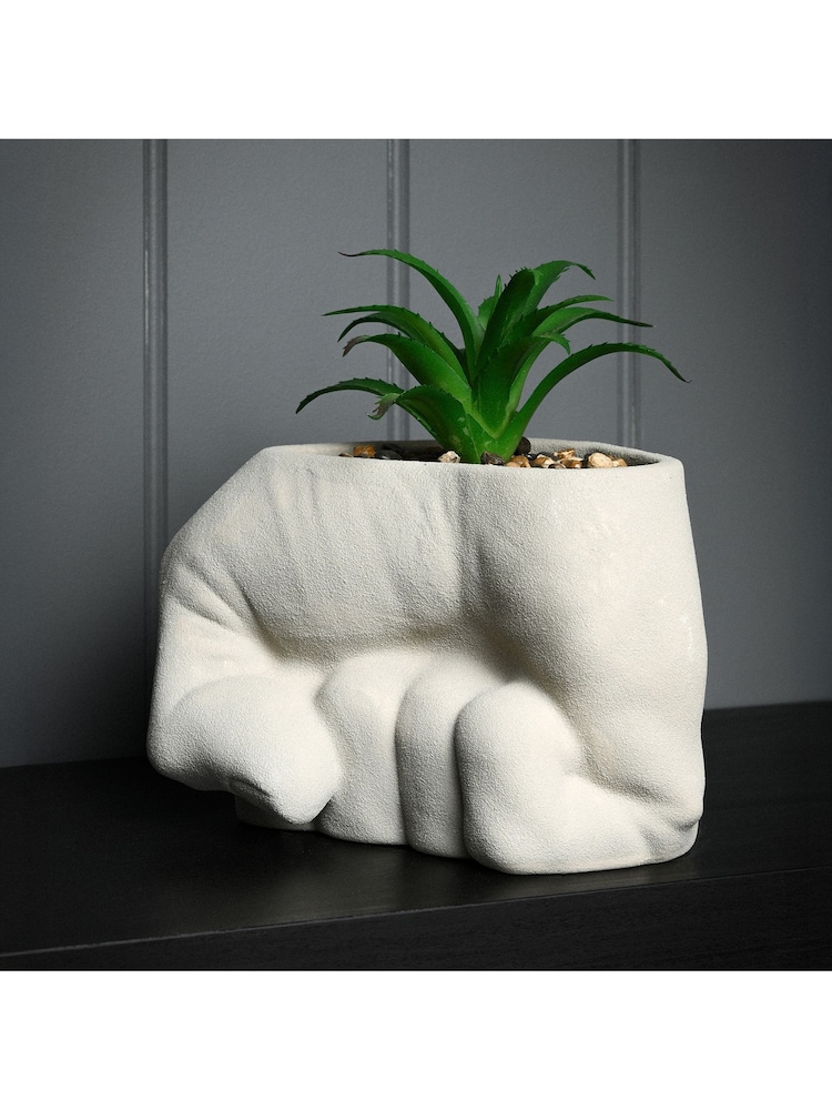 Marvel White Hulk Fist Planter With Faux Plant - Image 1 of 4