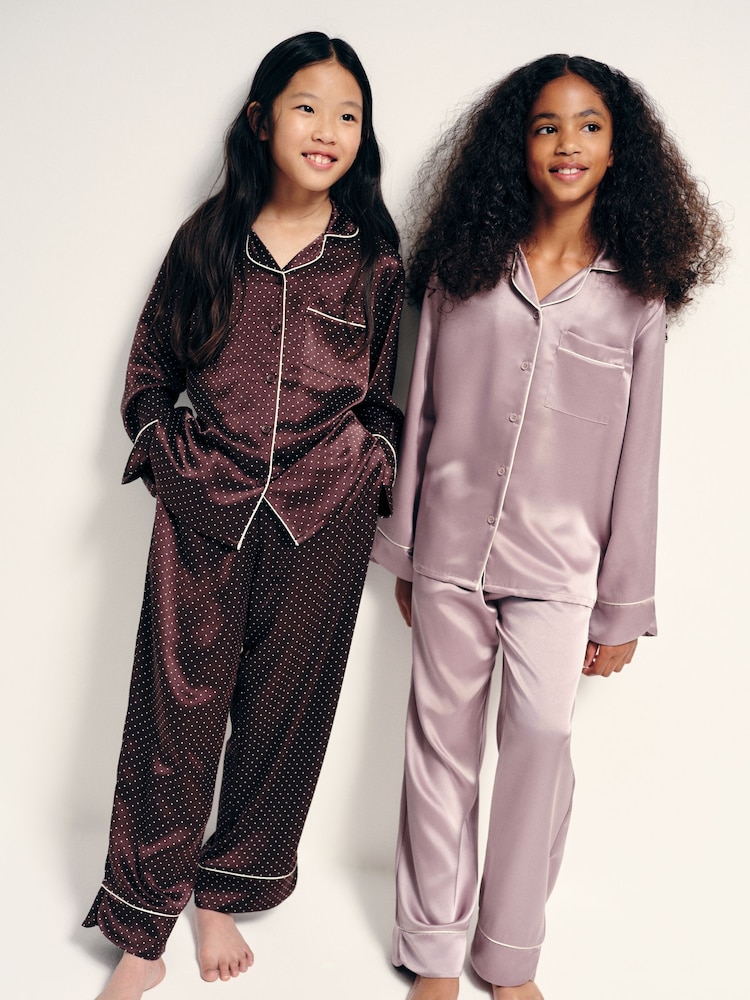 The Set 2 Pack Long Sleeve Satin Button Through Shirt and Wide Leg Pyjamas - Imagem 1 de 10 The Set 2 Pack Long Sleeve Satin Button Through Shirt and Wide Leg Pyjamas - Imagem 1 de 10