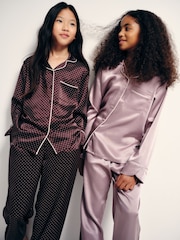 The Set 2 Pack Long Sleeve Satin Button Through Shirt and Wide Leg Pyjamas - Imagem 2 de 10