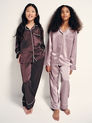 The Set 2 Pack Long Sleeve Satin Button Through Shirt and Wide Leg Pyjamas - Imagem 3 de 10