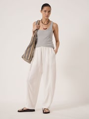 Hush White Tovi Linen Blend Barrel Leg Trousers - Image 1 of 5