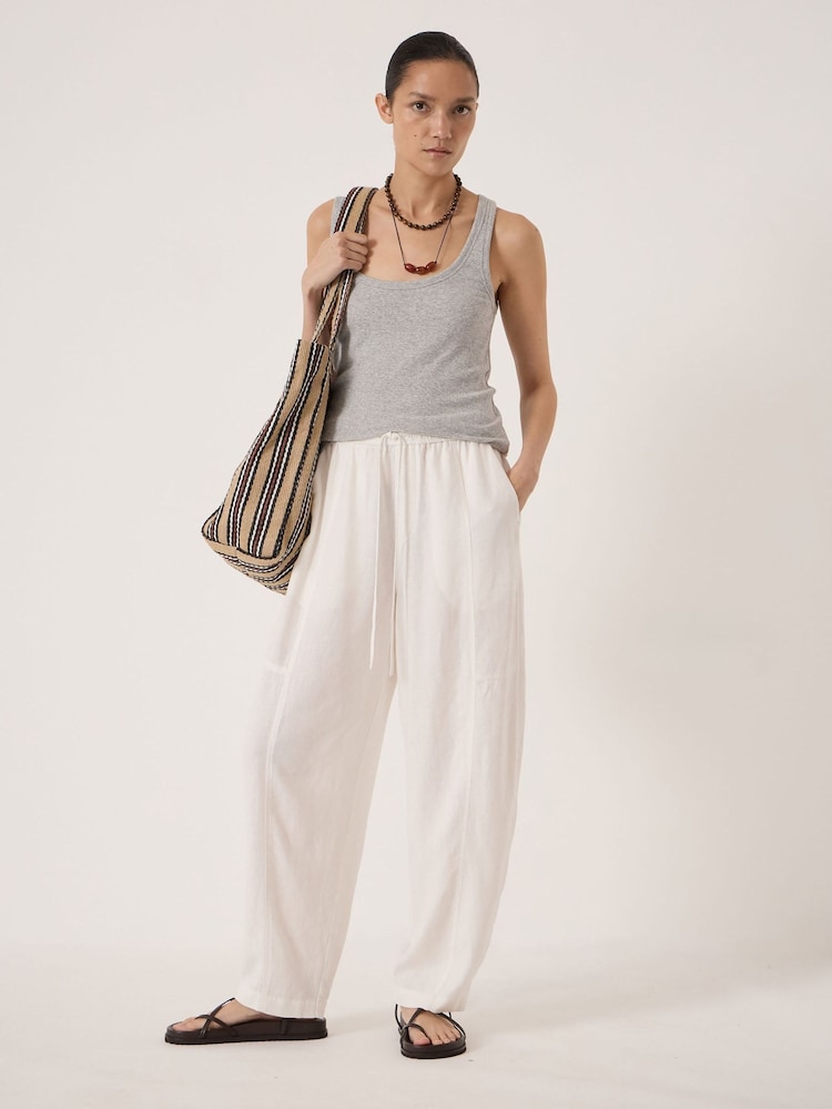 Hush White Tovi Linen Blend Barrel Leg Trousers - Image 1 of 5