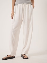 Hush White Tovi Linen Blend Barrel Leg Trousers - Image 2 of 5