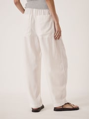 Hush White Tovi Linen Blend Barrel Leg Trousers - Image 3 of 5