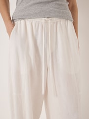 Hush White Tovi Linen Blend Barrel Leg Trousers - Image 4 of 5