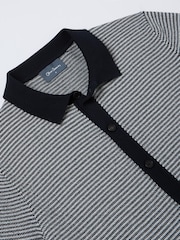 Oliver Sweeney Knitted Cotton Short Sleeve Blue Shirt - Image 3 of 5