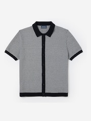 Oliver Sweeney Knitted Cotton Short Sleeve Blue Shirt - Image 5 of 5
