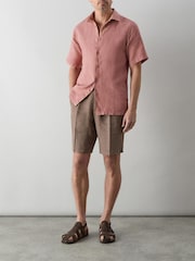 Oliver Sweeney Red Linen Short-Sleeved Shirt - Image 1 of 5