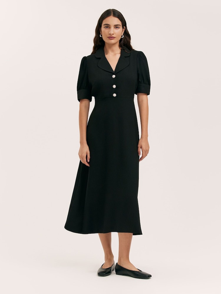 Finery Dorothy クレープ 半袖 ミディティードレス - 画像 1 / 4