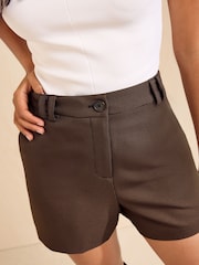 Friends Like These Chocolate Brown Dogtooth Check Shorts - Image 3 of 5