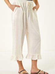 Roman White Petite Frill Hem Trousers - Image 4 of 5