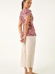 Roman Red Petite Zebra Print Twist Front Top - Image 3 of 5