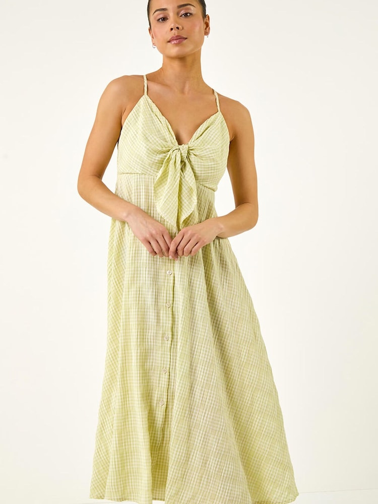 Roman Green Petite Gingham Twist Front Dress - Image 1 of 5