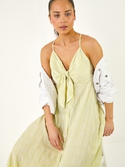 Roman Green Petite Gingham Twist Front Dress - Image 4 of 5