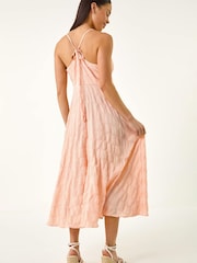Roman Pink Petite Gingham Twist Front Dress - Image 4 of 5