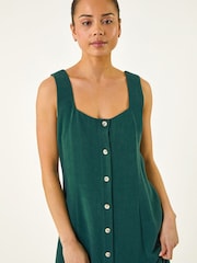 Roman Green Petite Linen Blend Buttoned Midi Dress - Image 4 of 5