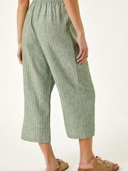 Roman Green Petite Metallic Stripe Cropped Trousers - Image 3 of 5